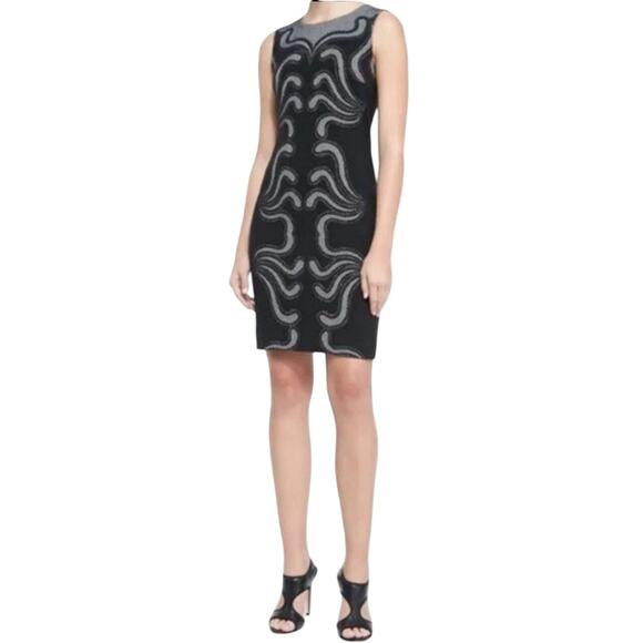 DIANE VON FURSTENBERG Women’s Stagewave Black Mini Sheath Dress 14 - Picture 1 of 5